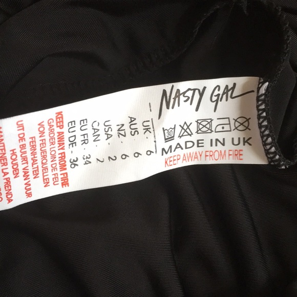 Nasty Gal Ruffle Mini Dress Black Slinky Ties New - Picture 14 of 16